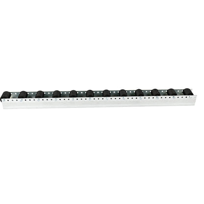Roller track with cylindrical rollers, spacing 104 mm, Ø 50 mm, plastic, length 2.4 m.