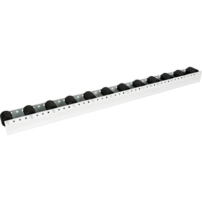 Roller track with cylindrical rollers, spacing 104 mm, Ø 50 mm, plastic, length 2.4 m.