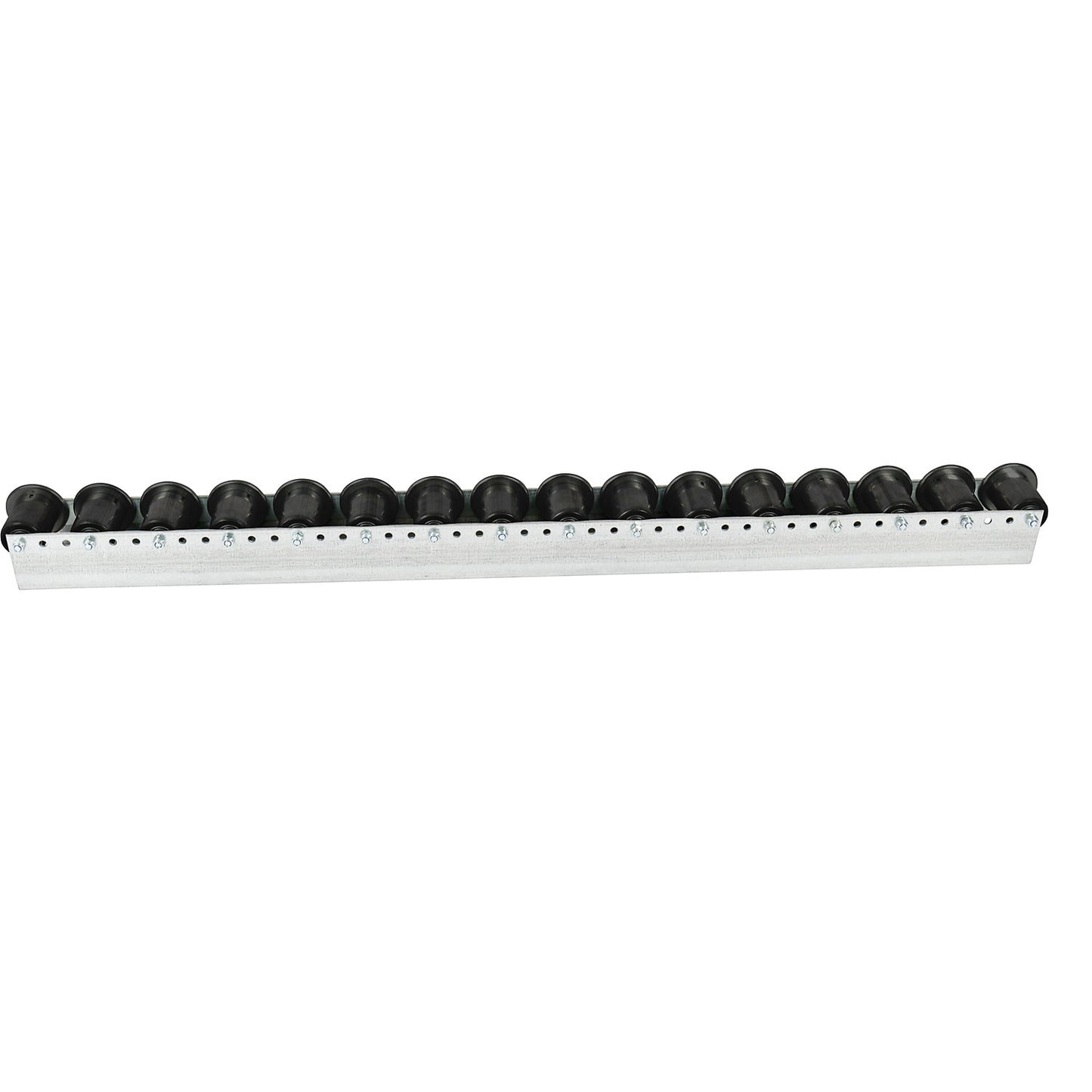 Roller track with flanged rollers, spacing 78 mm, Ø 50 mm, plastic, length 2.4 m.