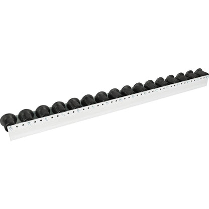 Roller track with flanged rollers, spacing 78 mm, Ø 50 mm, plastic, length 1.2 m.