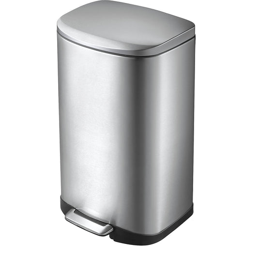Stainless steel waste collector with pedal, capacity 35 l, HxWxD 638 x 356 x 336 mm, anti-slip.
