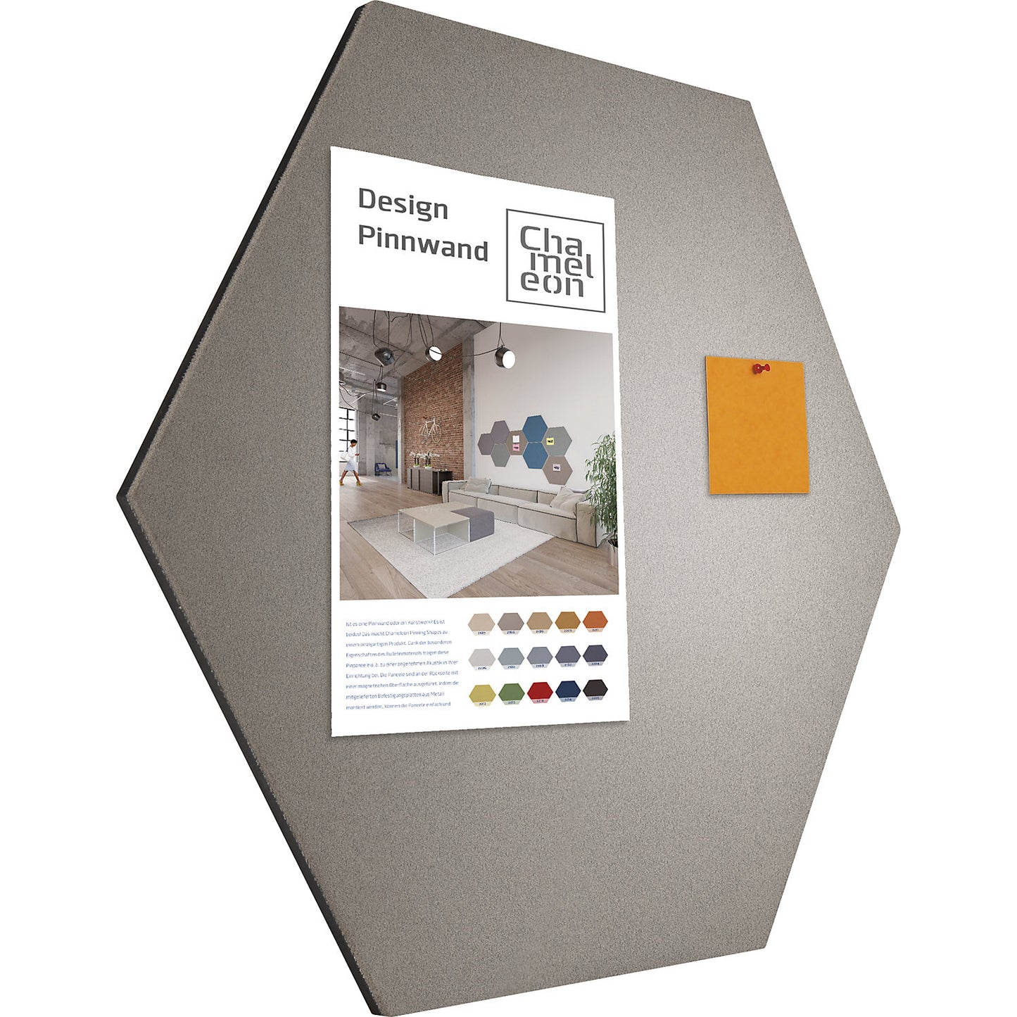 Hexagonal designer pin board, cork, WxH 600 x 600 mm, grey-blue.
