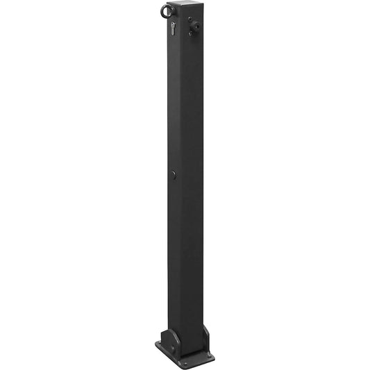Barrier post, 70 x 70 mm, folding, one eyelet, with profile cylinder, iron glimmer.