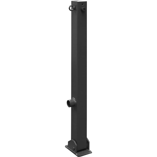 Barrier post, 70 x 70 mm, folding, one eyelet, with triangular lock, micaceous iron oxide.