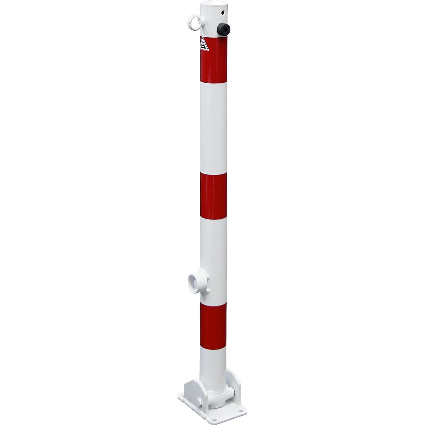 Barrier post, Ø 60 mm, white / red, folding, with 1 eyelet.