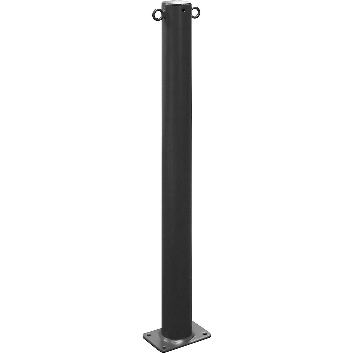 Barrier post, Ø 76 mm, iron mica, for bolting in place, with 2 eyelets.