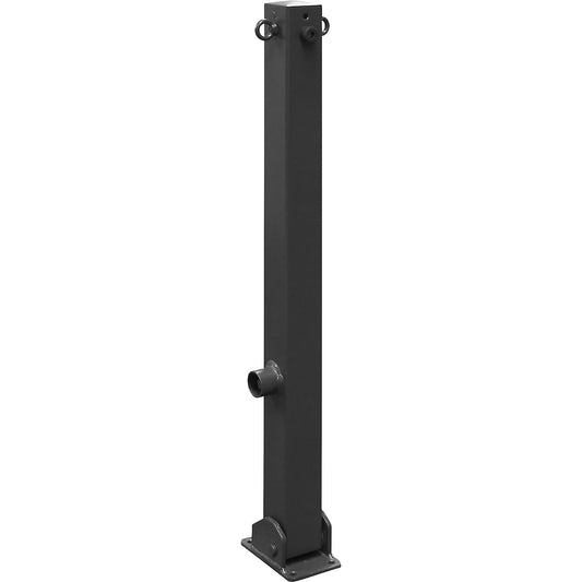 Barrier post, 70 x 70 mm, folding, two eyelets, with triangular lock, micaceous iron oxide.