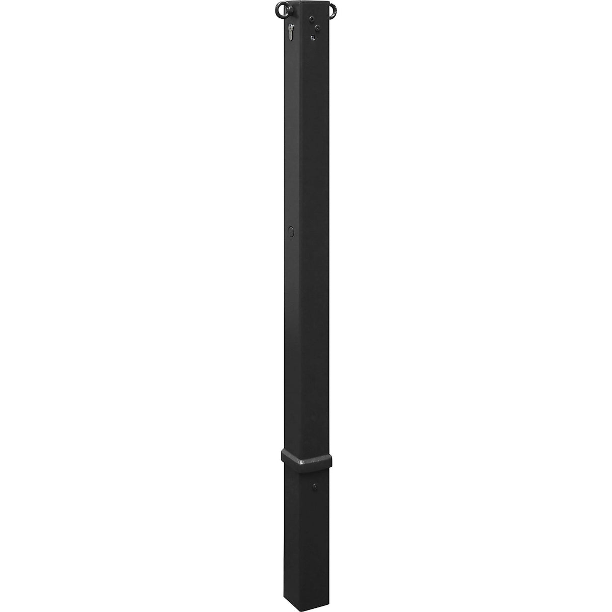 Barrier post, 70 x 70 mm, removable, two eyelets, with profile cylinder, iron glimmer.
