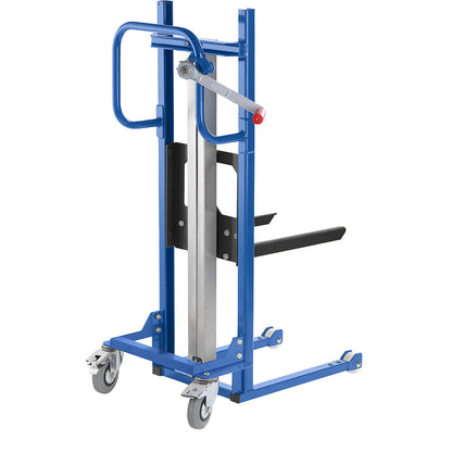 Material lifter, with adjustable box fork, with fork rollers.