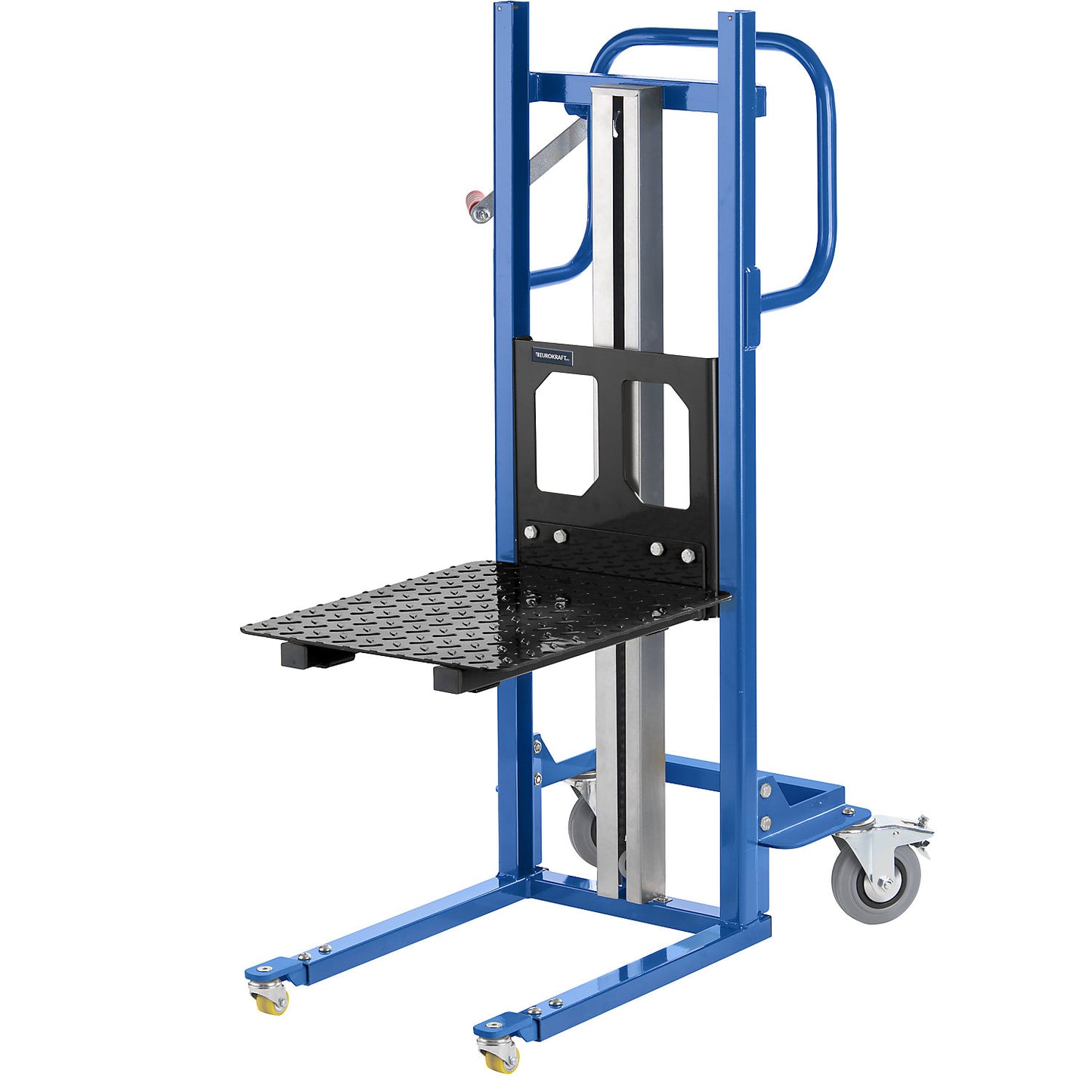 Material lifter, with platform, with 4 swivel castors.