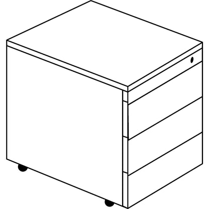 Drawer pedestal with castors, HxD 570 x 600 mm, steel top, 3 drawers, light grey.