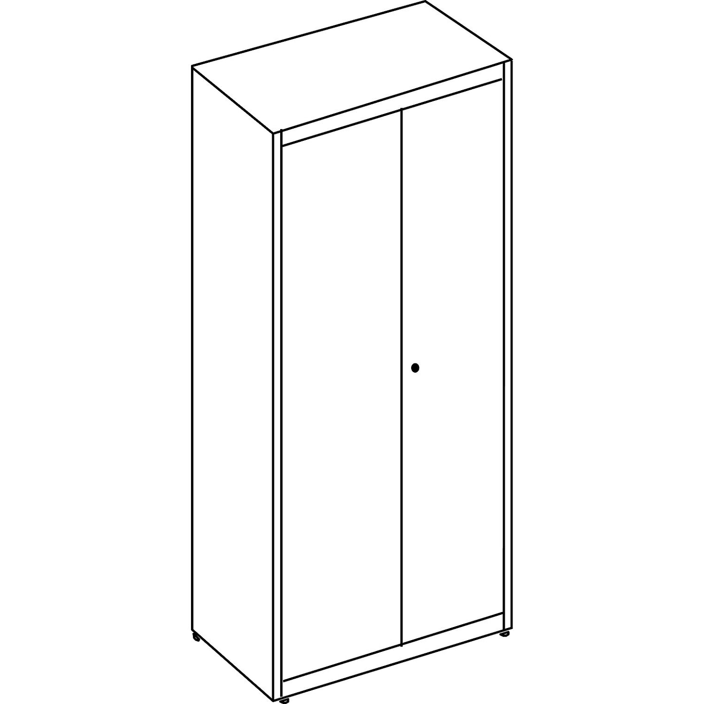 Double door cupboard, HxW 1956 x 800 mm, steel cover plate, 4 shelves, light grey / light grey / light grey.