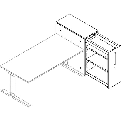 Full height drawer cupboard, counter element at right, height 1025 mm, white / charcoal.