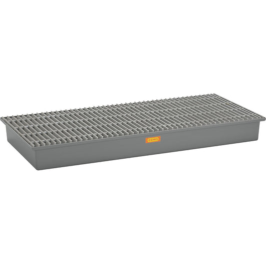 GRP base sump tray, 3 x 200 litre drums, without certification, with GRP grate.