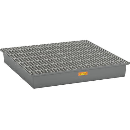 GRP base sump tray, 4 x 200 litre drums, without certification, with GRP grate.