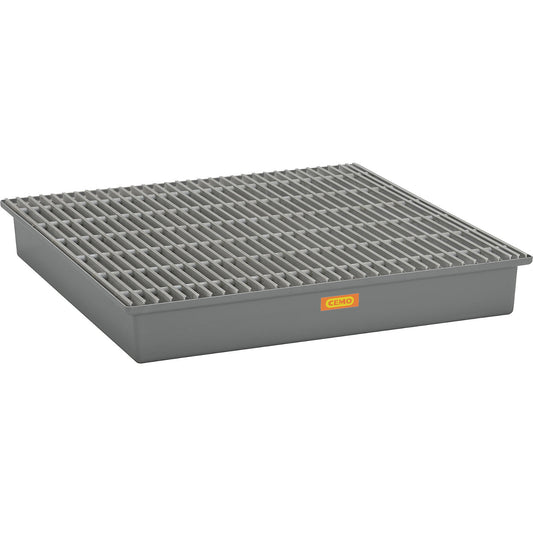 GRP base sump tray, 4 x 200 litre drums, without certification, with GRP grate.