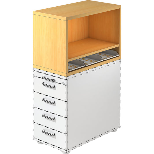 RENATUS - Pedestal add-on, HxWxD 530 x 428 x 800 mm, beech finish.