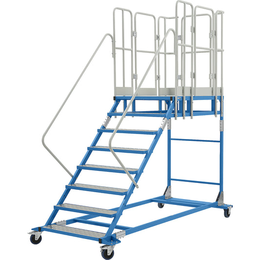 XXL platform steps, with aluminium inserts, platform size 810 x 1250 mm, 8 steps.
