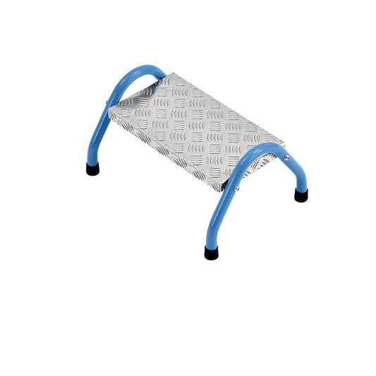 Tubular steel steps, standard, 1 step, light blue.