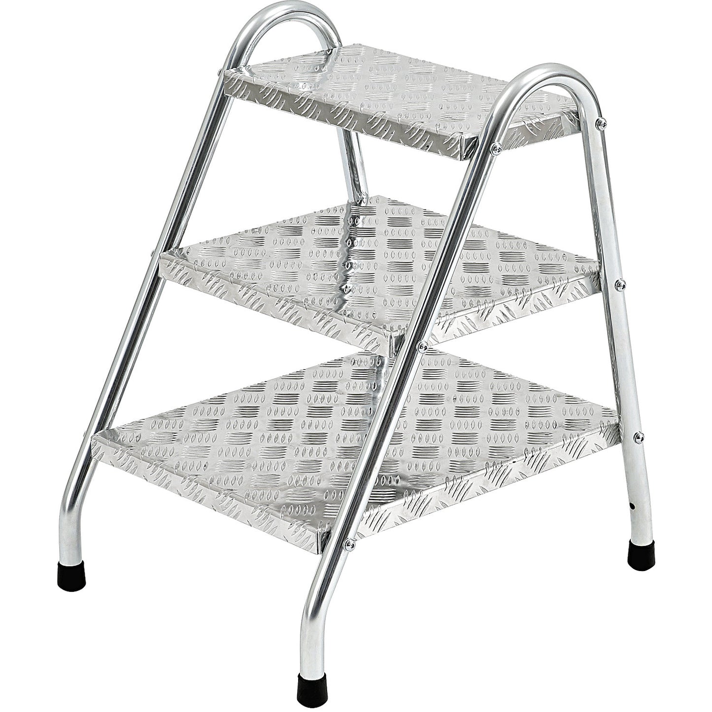 Tubular steel steps, standard, 3 steps, zinc plated.