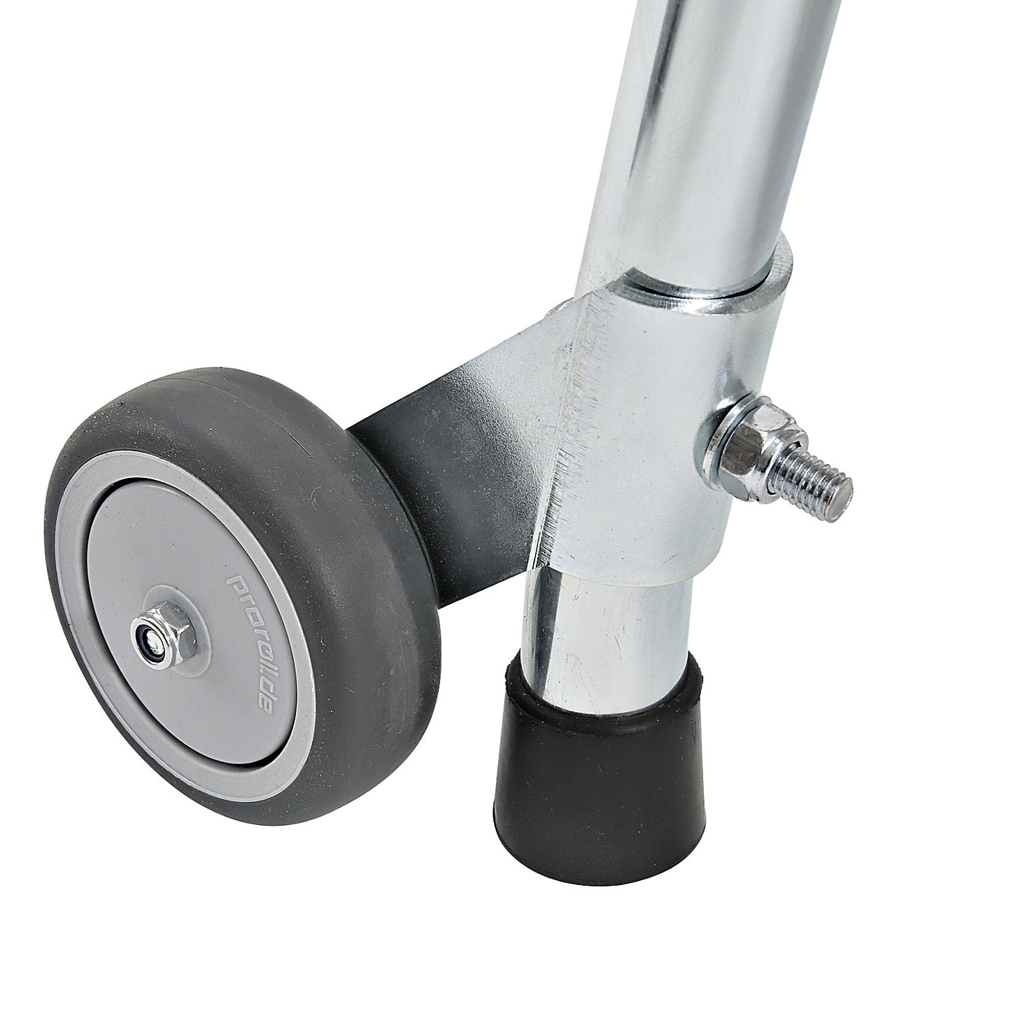 Tubular steel steps, with hand rail and castors, 2 steps, light blue.