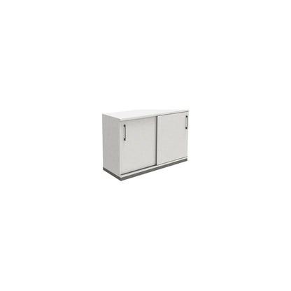 P12 - Sliding door cupboard, 1 shelf/2 file heights, height 781 mm, WxD 1200 x 442 mm.