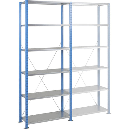 Heavy-duty boltless shelving, shelf WxD 1250 x 600 mm, max. shelf load 280 kg, standard shelf unit, height 2500 mm, 6 shelves.
