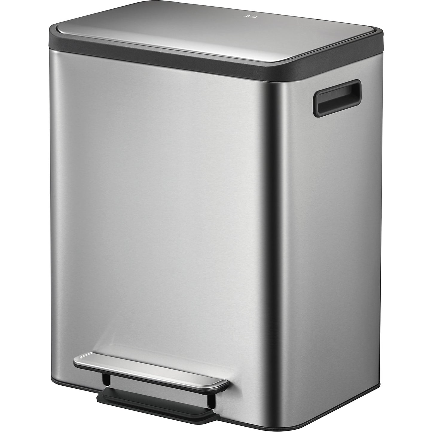 Waste collector with pedal, capacity 30 l, WxHxD 404 x 492 x 321 mm, stainless steel, single collector.