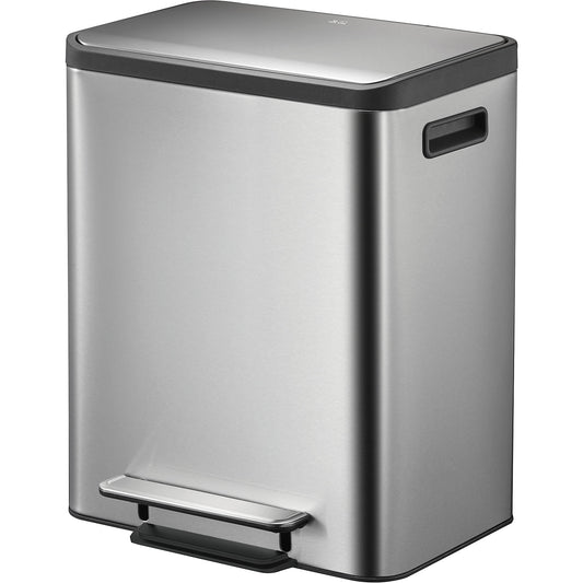 Waste collector with pedal, capacity 30 l, WxHxD 404 x 492 x 321 mm, stainless steel, single collector.