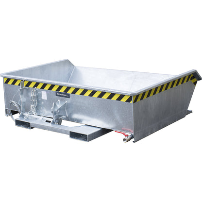 Mini tilting skip for metal swarf, low overall height, capacity 0.61 m³, zinc plated.