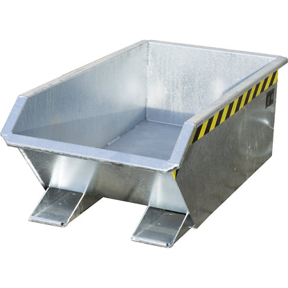 Mini tilting skip, low front edge, capacity 0.23 m³, zinc plated.