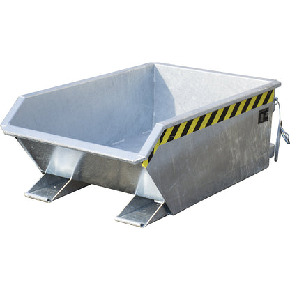 Mini tilting skip, low front edge, capacity 0.27 m³, zinc plated.