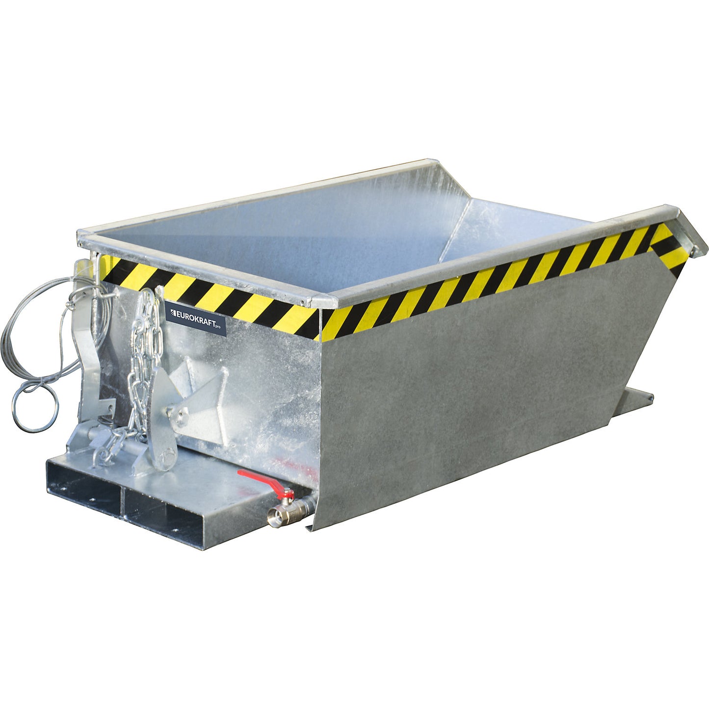 Mini tilting skip for metal swarf, low overall height, capacity 0.23 m³, zinc plated.