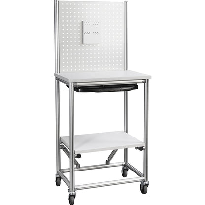 Aluminium profile computer workstation, mobile, LxWxH 750 x 500 x 1765 mm, max. load 200 kg.