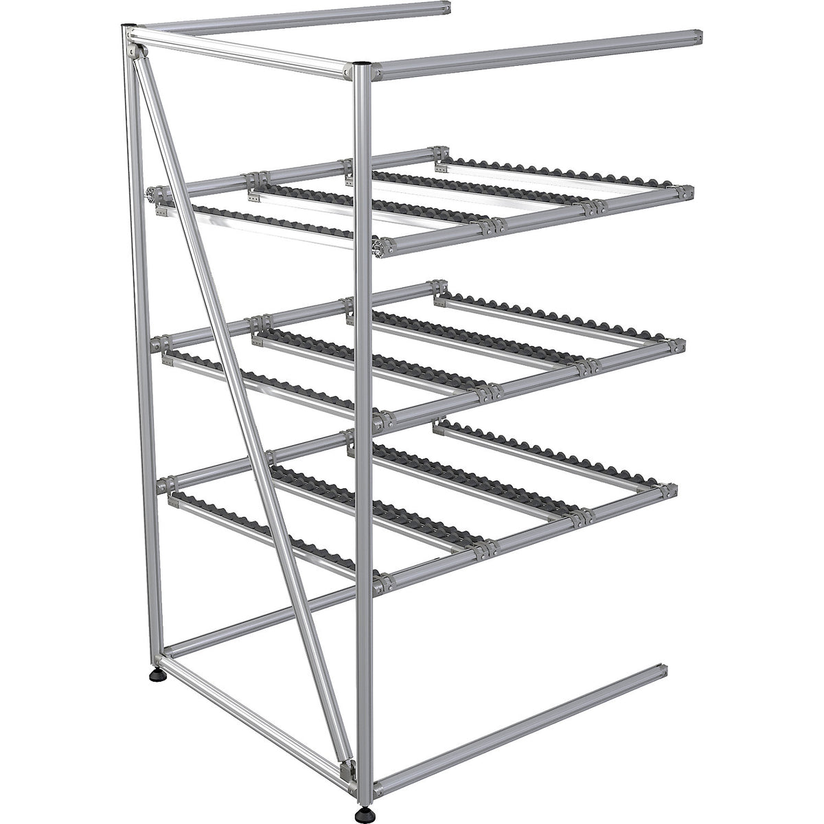flow-through rack made of aluminium profile, height 1800 mm, extension shelf unit, width 1067 mm.