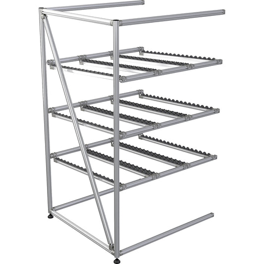 flow-through rack made of aluminium profile, height 1800 mm, extension shelf unit, width 1367 mm.