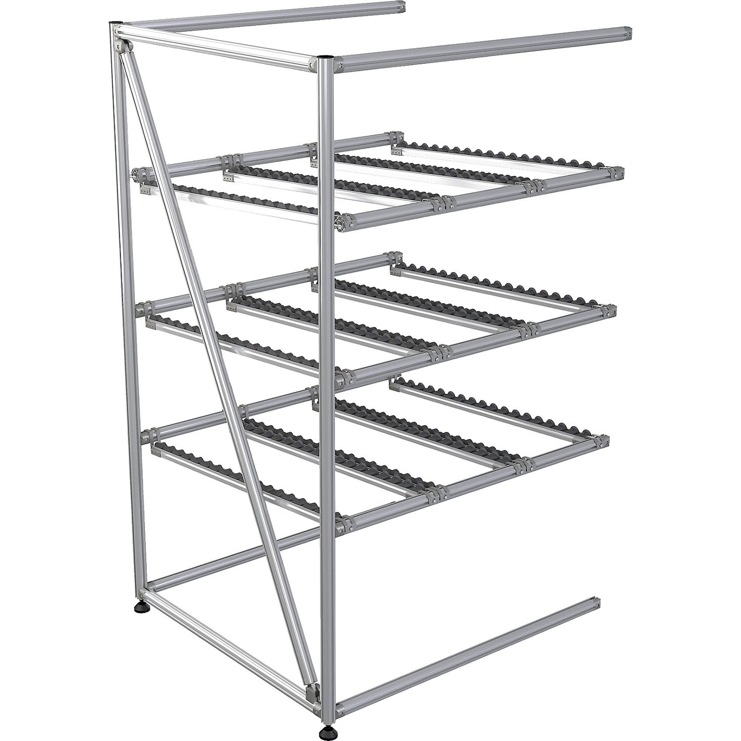 flow-through rack made of aluminium profile, height 1800 mm, extension shelf unit, width 1067 mm.