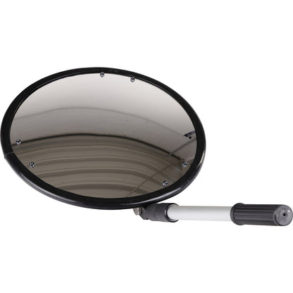 Inspection mirror with telescopic arm, round, with castors, Ø 350 mm, with light.