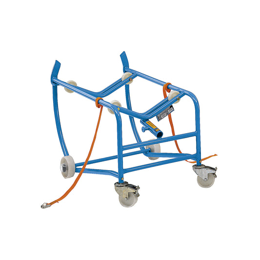 Drum stand for 200 litre drum, drum support with 4 plastic rollers, without oil drip tray.