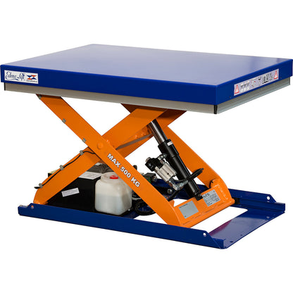 Compact lift table, static, max. load 500 kg, platform LxW 900 x 600 mm, effective lift 600 mm.