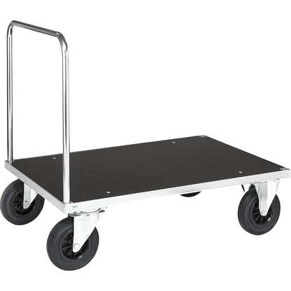 Zinc plated platform truck, 1 push handle, LxW 1200 x 800 mm, 2 swivel castors and 2 fixed castors.