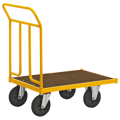 KM144 platform truck, LxWxH 836 x 500 x 1020 mm, 2 swivel castors and 2 fixed castors.