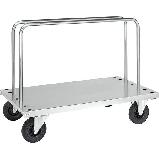 Heavy duty plate truck, incl. 2 bars, LxWxH 1250 x 700 x 945 mm, 2 swivel and 2 fixed castors.