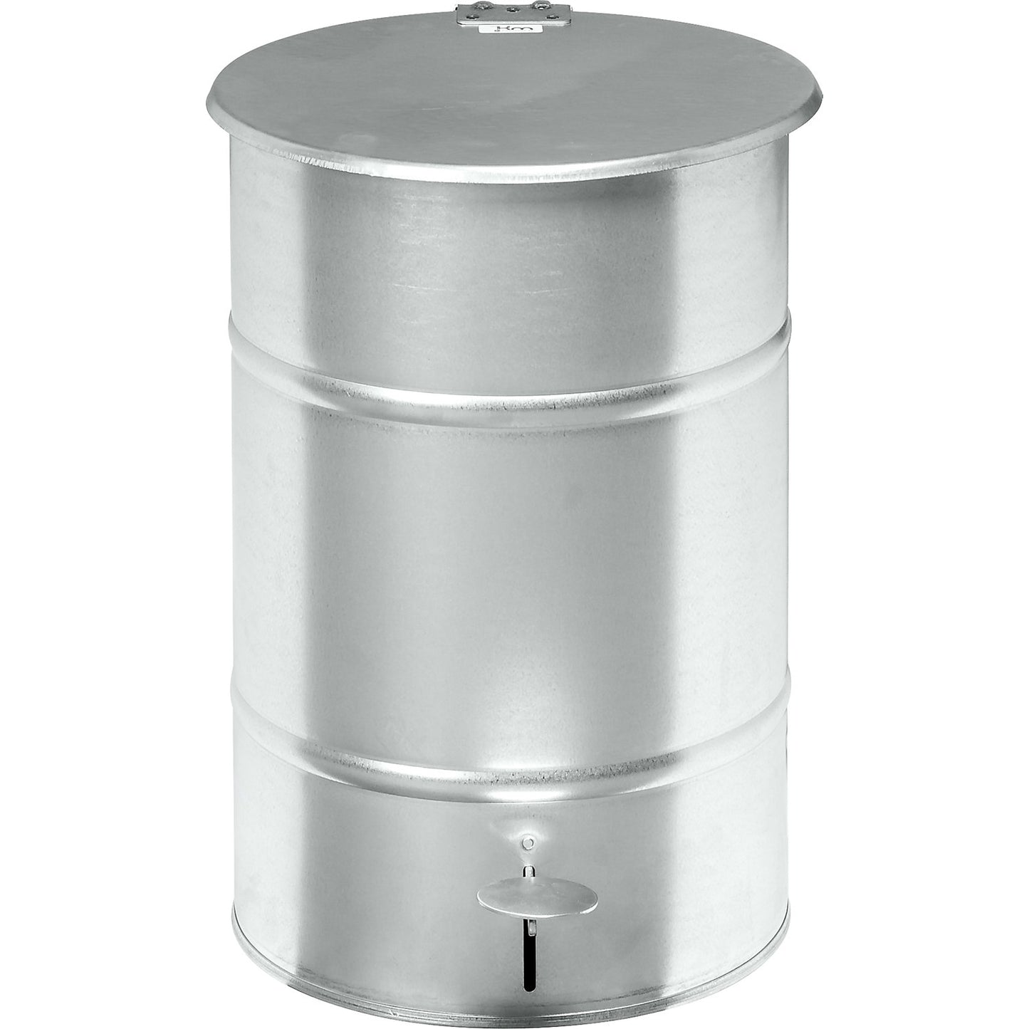 Waste bin with lid, capacity 30 l, with pedal, electrolytically zinc plated.