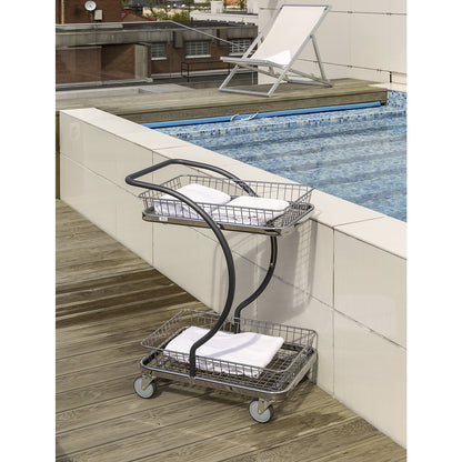 C-LINE shopping and table trolley, with 1 mesh shelf, 1 mesh basket, shelf heights 160, 630 mm.