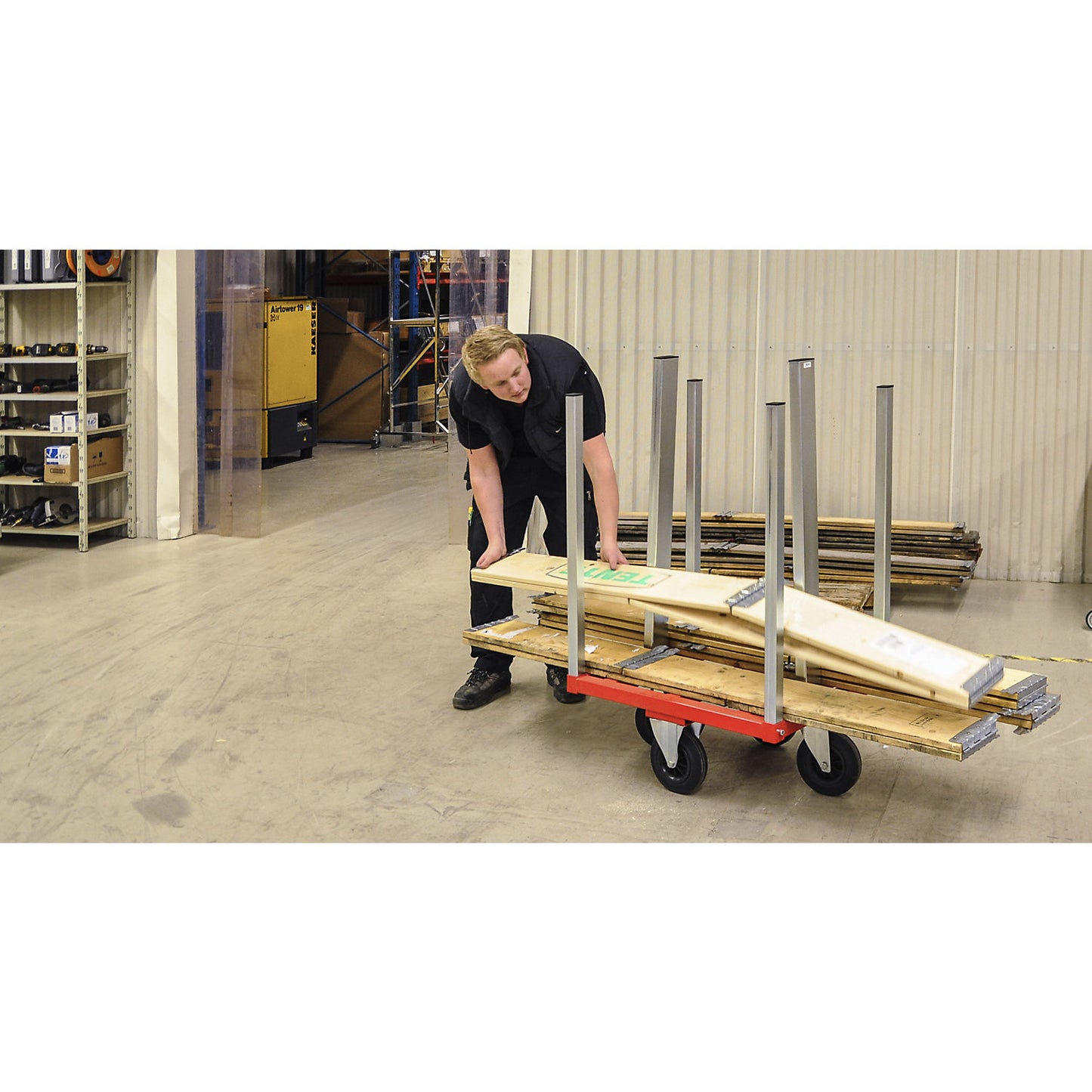 Dolly for KM224 pallet frame, LxWxH 800 x 600 x 1215 mm, 2 swivel castors with stops, 2 fixed castors.