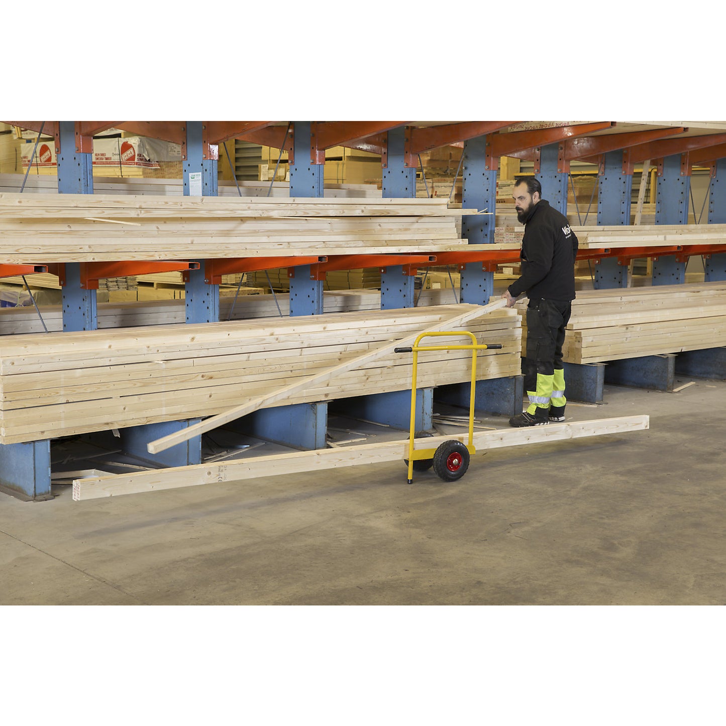 Panel trolley with push handle, LxWxH 800 x 380 x 900 mm, pneumatic tyres.