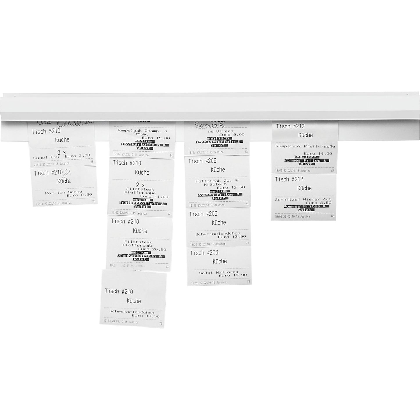 Catch ball clamp rail, white plastic, pack of 3, length 1000 mm.