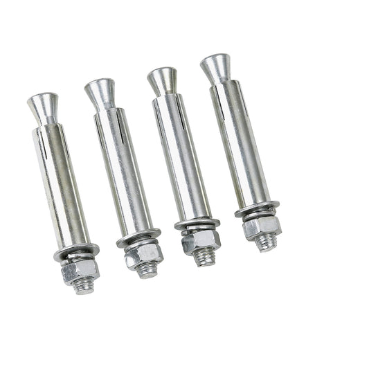 Assembly set for crash protection bollard, 16/140 mm bolt, 4 bolts with special plugs.