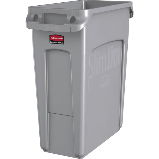 Waste bin SLIM JIM®, capacity 60 l, with ventilation ducts, grey.
